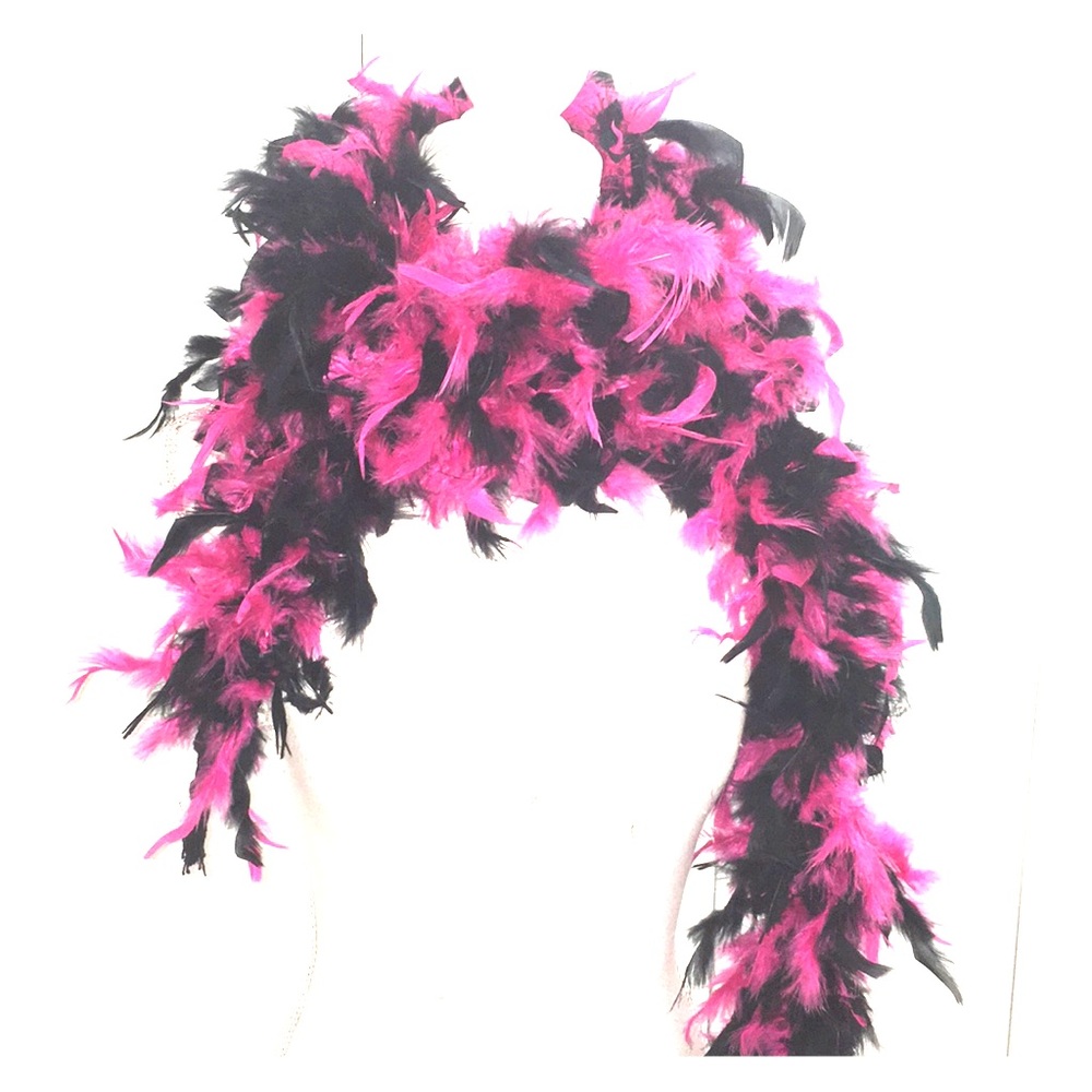 Pink and black real feather boa